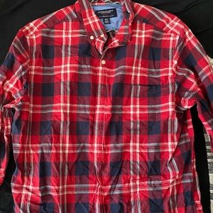 American Eagle Red Plaid Button Up, Medium